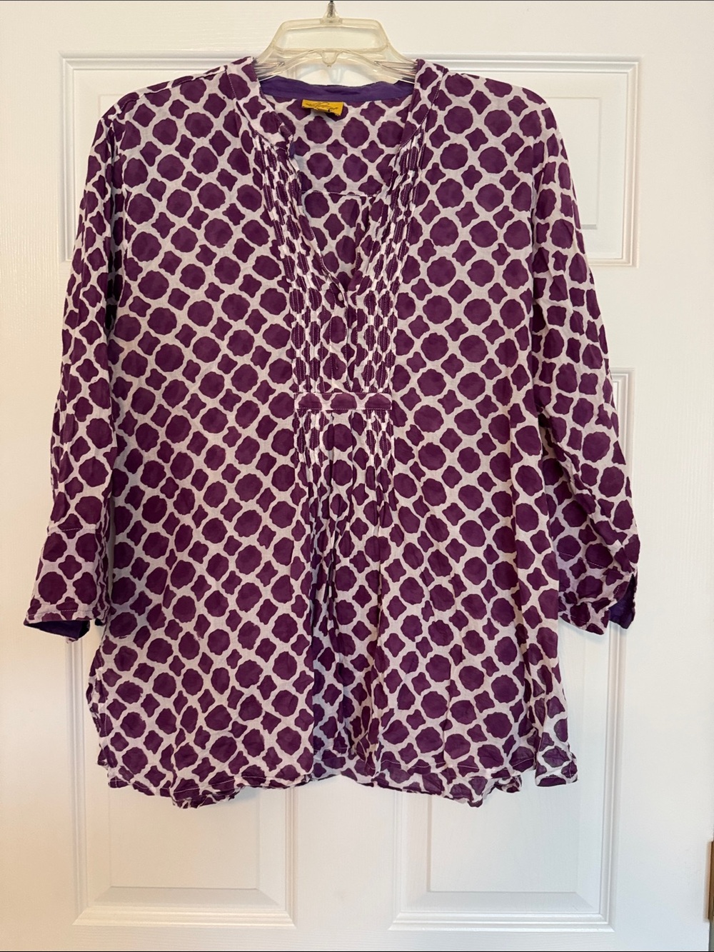 Purple Patterned Women’s Tunic Top Cotton Light Summer Travel
